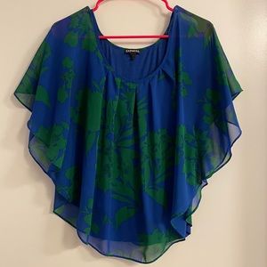 Express blue and green flowy top